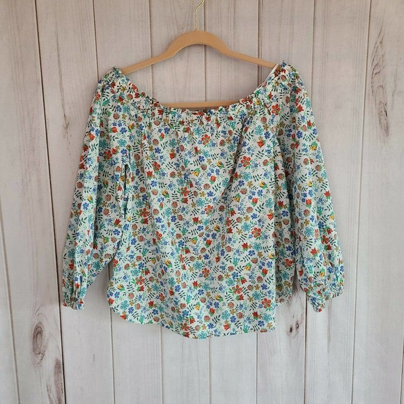 J. Crew Liberty Edenham Floral‎ Print Of The Shoulder Blouse Size 8 - Picture 4 of 9